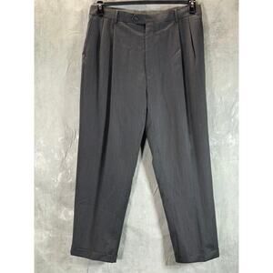 PRONTO UOMO Men's Charcoal Pinstripe Wool Pleated Dress Pants SZ 39X30